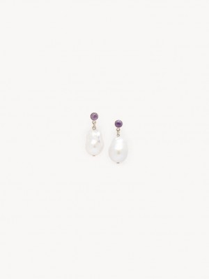 Boucles d'Oreilles Chloe Darcey Pl Blanche Violette | CHE-SR14416