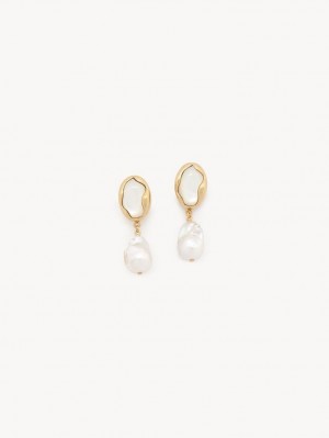 Boucles d'Oreilles Chloe Sybil Doré Blanche | CHE-SR14460