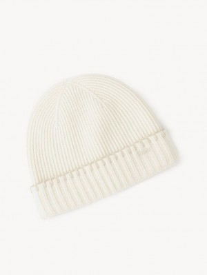 Chapeaux Chloe Nervuré Knit Beanie Blanche | CHE-SR14473