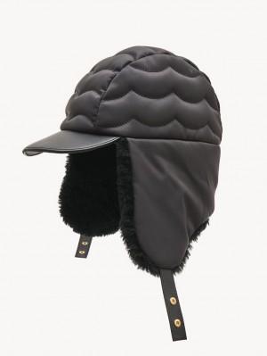 Chapeaux Chloe Rembourré Chapka Noir | CHE-SR14482