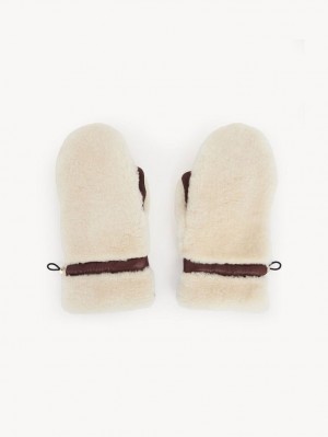 Chapeaux Chloe Shearling Mittens Beige Marron | CHE-SR14467