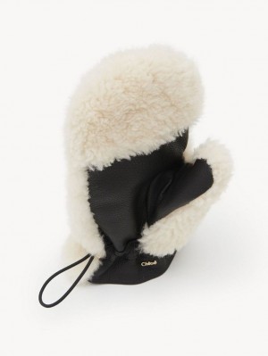 Chapeaux Chloe Shearling Mittens Chocolat | CHE-SR14478