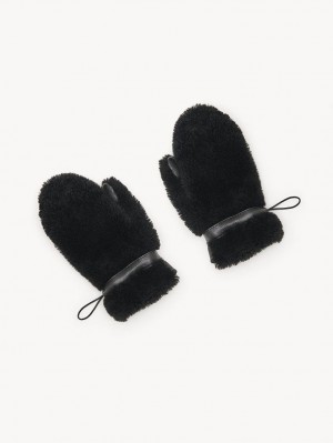 Chapeaux Chloe Shearling Mittens Noir | CHE-SR14483