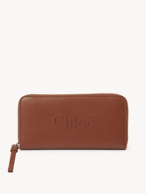 Grands Portefeuilles Chloe Sense Zippered Marron | CHE-SR14299