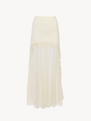 Jupes Chloe Flared Maxi Blanche | CHE-SR14077