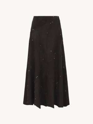 Jupes Chloe Flared Midi Noir | CHE-SR14097