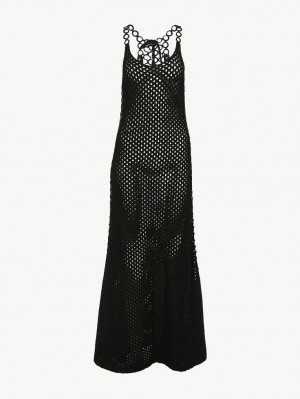 Knitwear Chloe Crochet Tank Noir | CHE-SR13933