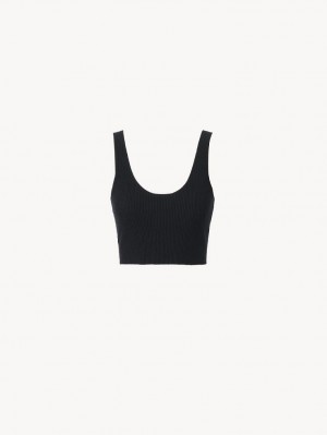 Knitwear Chloe Cropped Tank Noir | CHE-SR13922