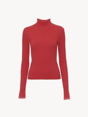 Knitwear Chloe Fitted High-neck Rose | CHE-SR13962