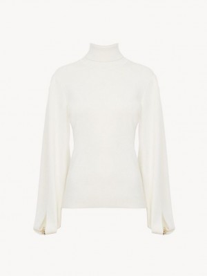 Knitwear Chloe Fitted Mock-neck Blanche | CHE-SR13958