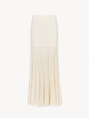 Knitwear Chloe Flared Maxi Blanche | CHE-SR13940