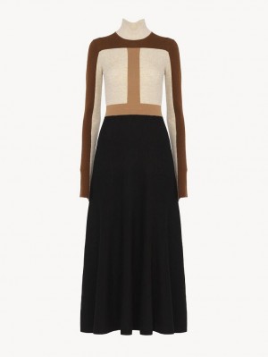 Knitwear Chloe Flared Maxi Multicolore Marron | CHE-SR13946