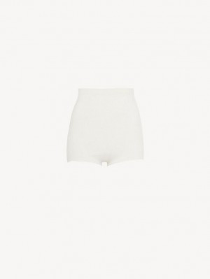 Knitwear Chloe High-waisted Mini Shorts Blanche | CHE-SR13923