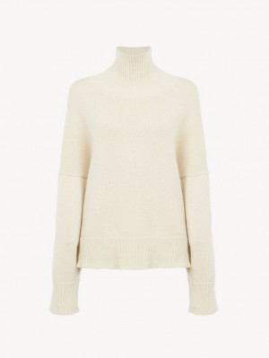 Knitwear Chloe Oversized High-neck Blanche | CHE-SR13927