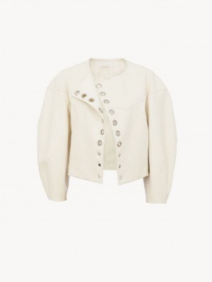 Leather Chloe Boxy Jacket Blanche | CHE-SR14104