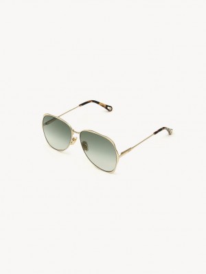 Lunette de Soleil Chloe Honoré Doré Vert | CHE-SR14567