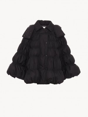 Manteaux Chloe Corta Puffer Cape Noir | CHE-SR13814