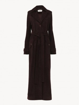 Manteaux Chloe Long Trench Marron | CHE-SR13802