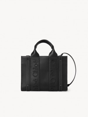 Mini Sacs Chloe Small Woody Tote Noir | CHE-SR13687