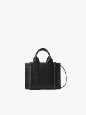 Mini Sacs Chloe Woody Tote 1 Noir | CHE-SR13727