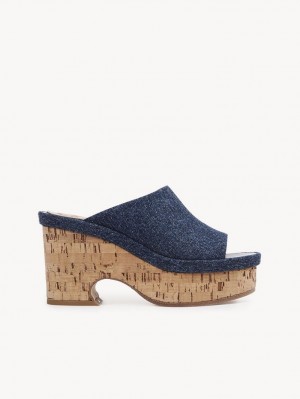 Mule Chloe Oli Plateforme Bleu | CHE-SR14134