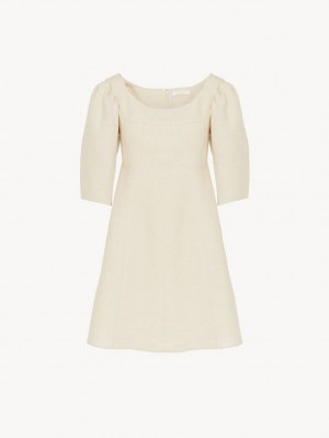 Peignoir Chloe Bateau-neck Mini Blanche | CHE-SR13836