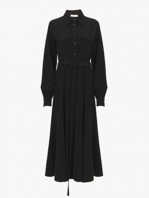 Peignoir Chloe Midi Shirt Noir | CHE-SR13842