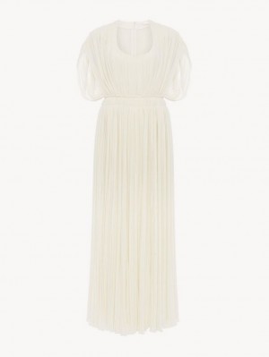 Peignoir Chloe Plissé Long Blanche | CHE-SR13859