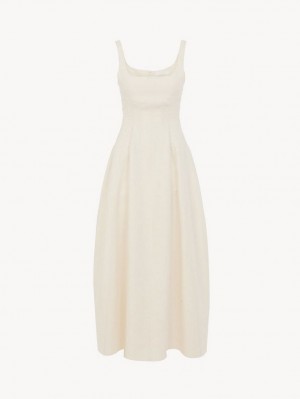 Peignoir Chloe Sans Manches Midi Blanche | CHE-SR13843