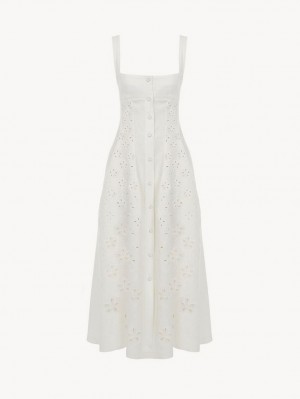 Peignoir Chloe Sans Manches Midi Blanche | CHE-SR13848