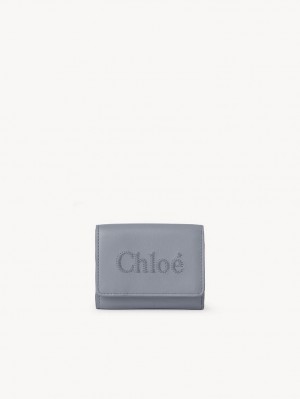 Petits Portefeuilles Chloe Sense Mini Tri-fold Bleu | CHE-SR14275