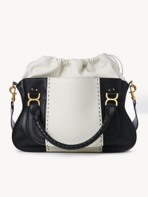 Sacs Crossbody Chloe Marcie Large Double Carry Noir Blanche | CHE-SR13469