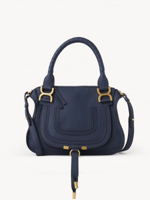 Sacs Crossbody Chloe Marcie Small Double Carry Bleu Marine | CHE-SR13484