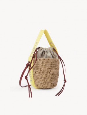 Sacs Crossbody Chloe Small Woody Basket Jaune Beige | CHE-SR13565