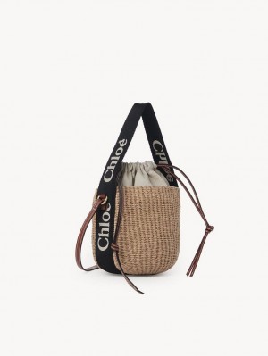 Sacs Crossbody Chloe Small Woody Basket Noir Beige | CHE-SR13566