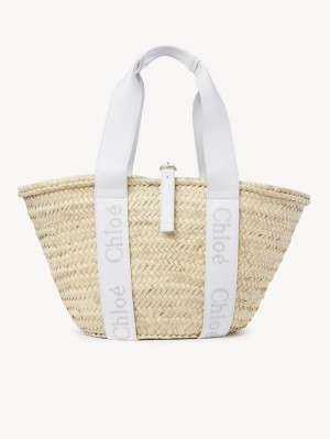 Sacs Fourre Tout Chloe Sense Medium Basket Blanche | CHE-SR13381