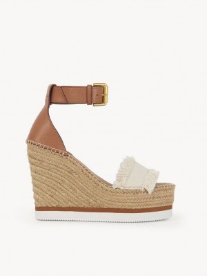 Wedge Chloe Glyn Fringed Espadrillas Blanche | CHE-SR14804