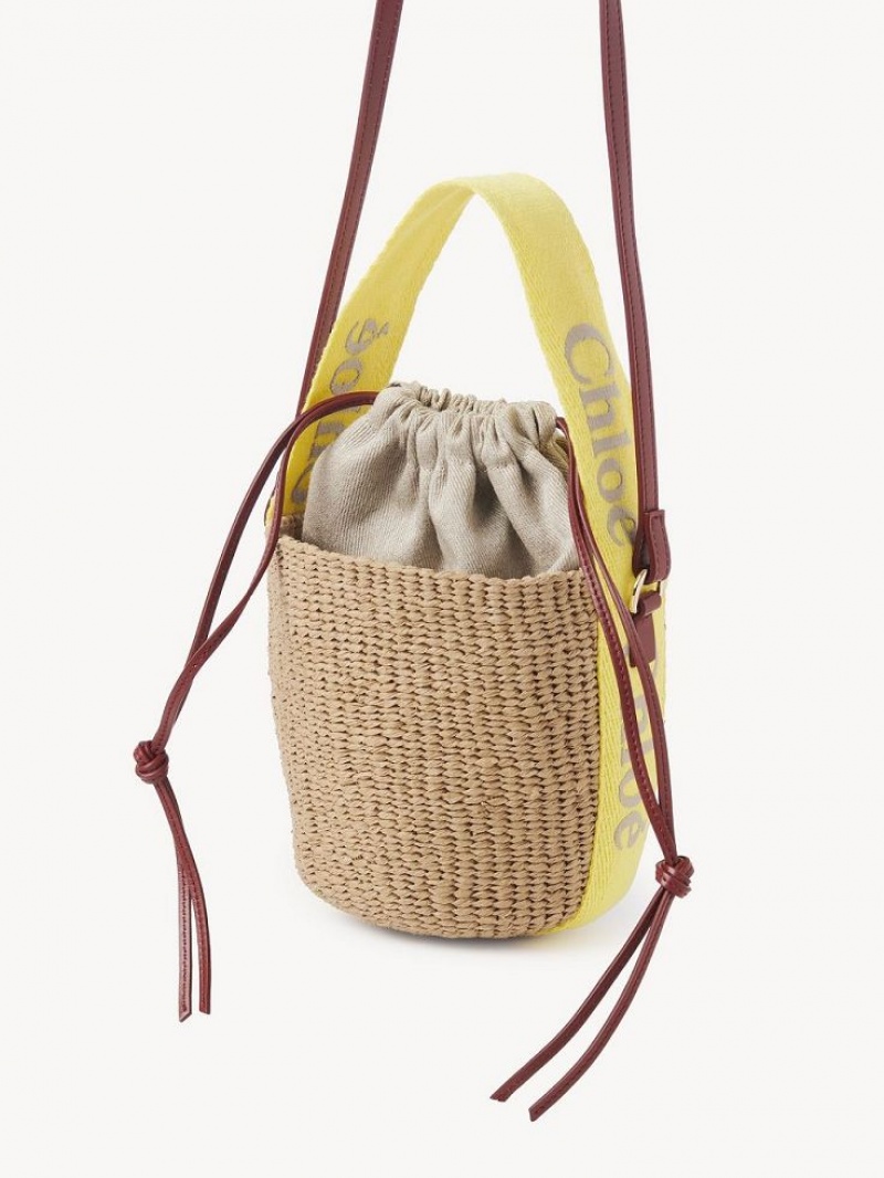 Baskets Chloe Small Woody Jaune Beige | CHE-SR13644