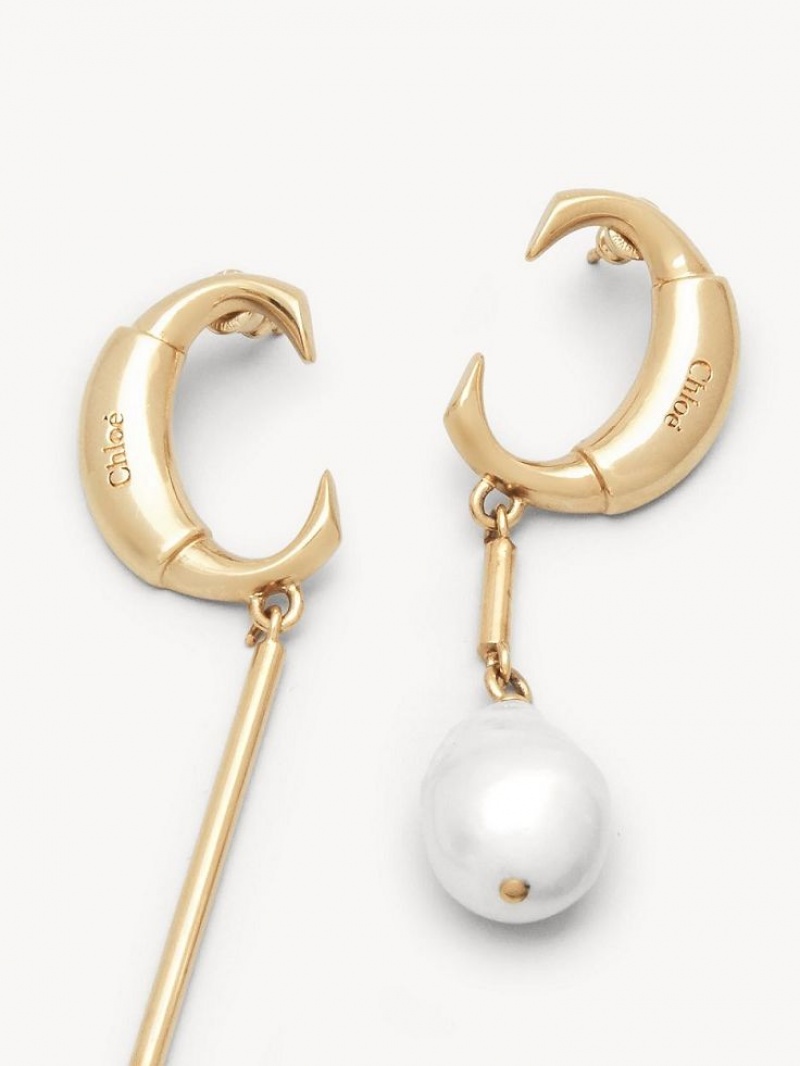 Boucles d'Oreilles Chloe Darcey Baroque Doré Blanche | CHE-SR14402