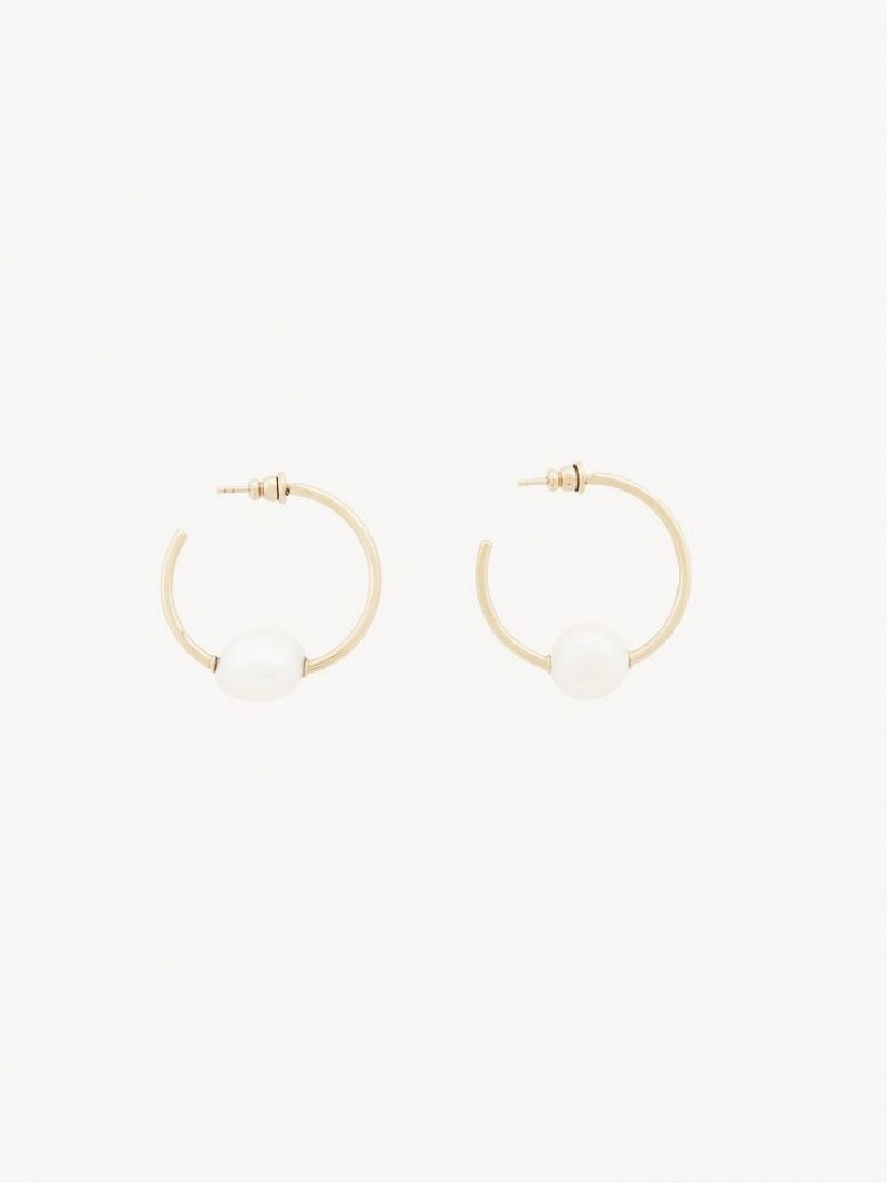 Boucles d\'Oreilles Chloe Darcey Hoop Doré Blanche | CHE-SR14441