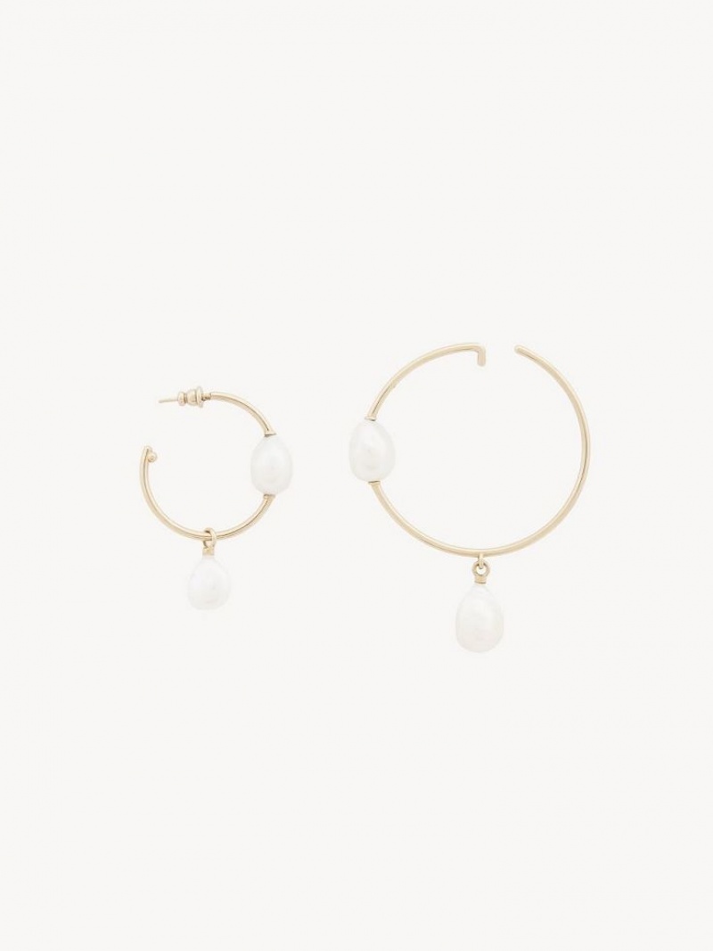 Boucles d\'Oreilles Chloe Darcey Hoop Doré Blanche | CHE-SR14442