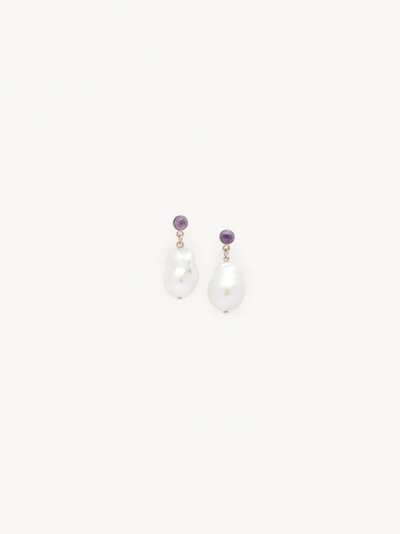 Boucles d\'Oreilles Chloe Darcey Pl Blanche Violette | CHE-SR14416