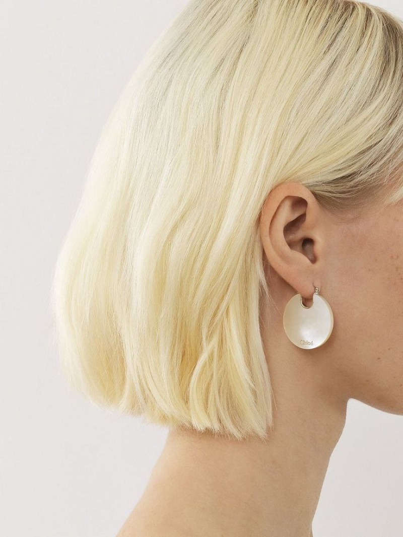 Boucles d'Oreilles Chloe Jemma Doré Blanche | CHE-SR14419