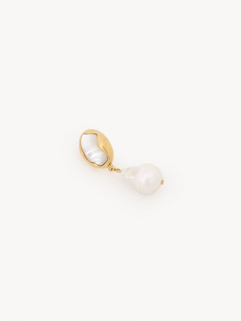 Boucles d'Oreilles Chloe Sybil Doré Blanche | CHE-SR14460