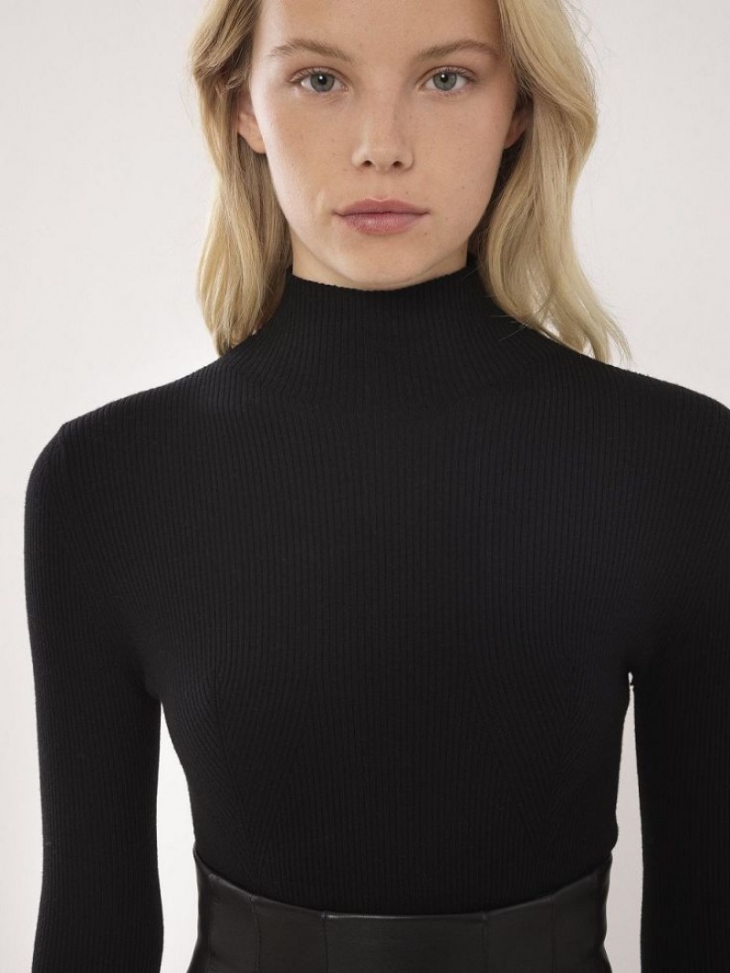 Chandails Chloe Fitted Mock-neck Noir | CHE-SR13903