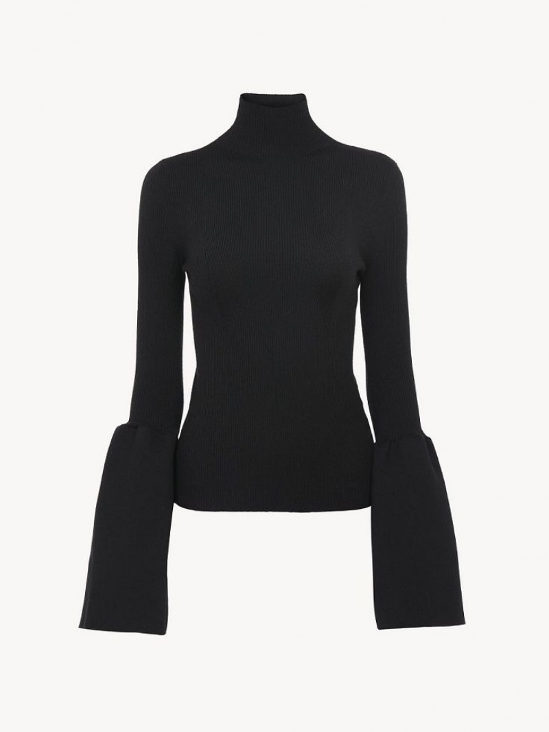 Chandails Chloe Fitted Mock-neck Noir | CHE-SR13903