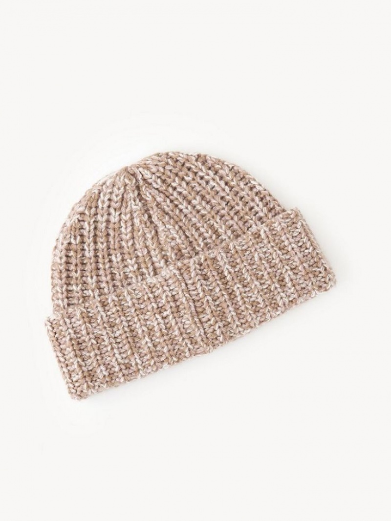 Chapeaux Chloe Chunky Tricoté Beanie Beige Rose | CHE-SR14474