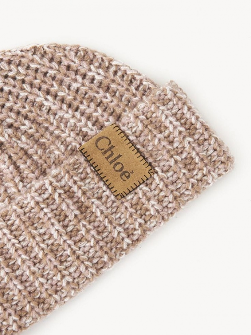 Chapeaux Chloe Chunky Tricoté Beanie Beige Rose | CHE-SR14474