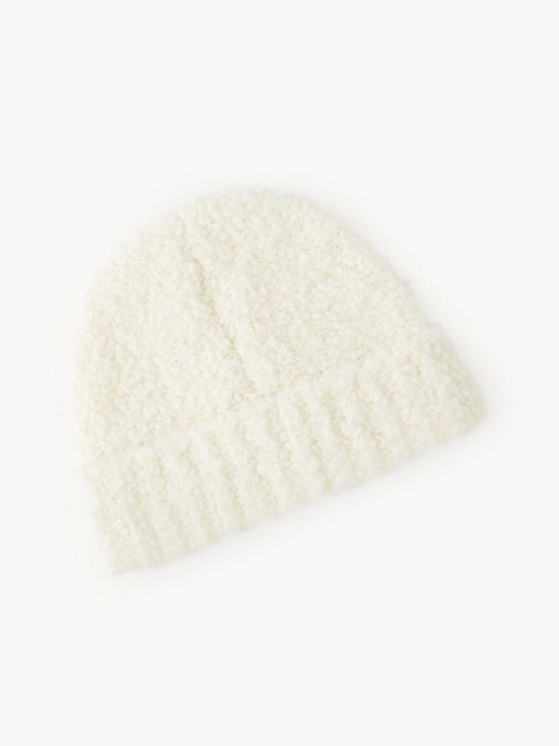 Chapeaux Chloe Curly Knit Beanie Beige | CHE-SR14475