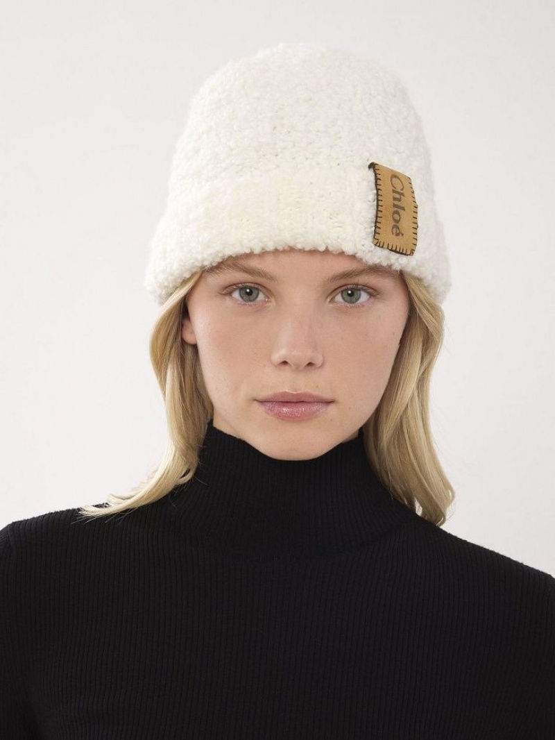 Chapeaux Chloe Curly Knit Beanie Beige | CHE-SR14475